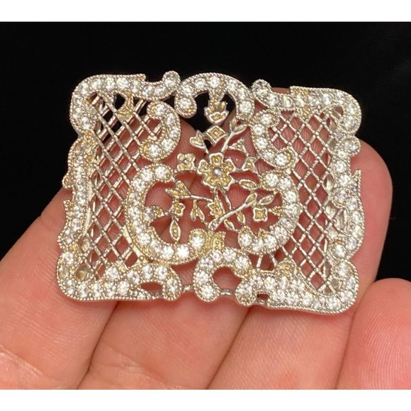 Joseph Esposito 925 Espo Cz Belt Buckle Floral Motif Designer Signed - Picture 6 of 7